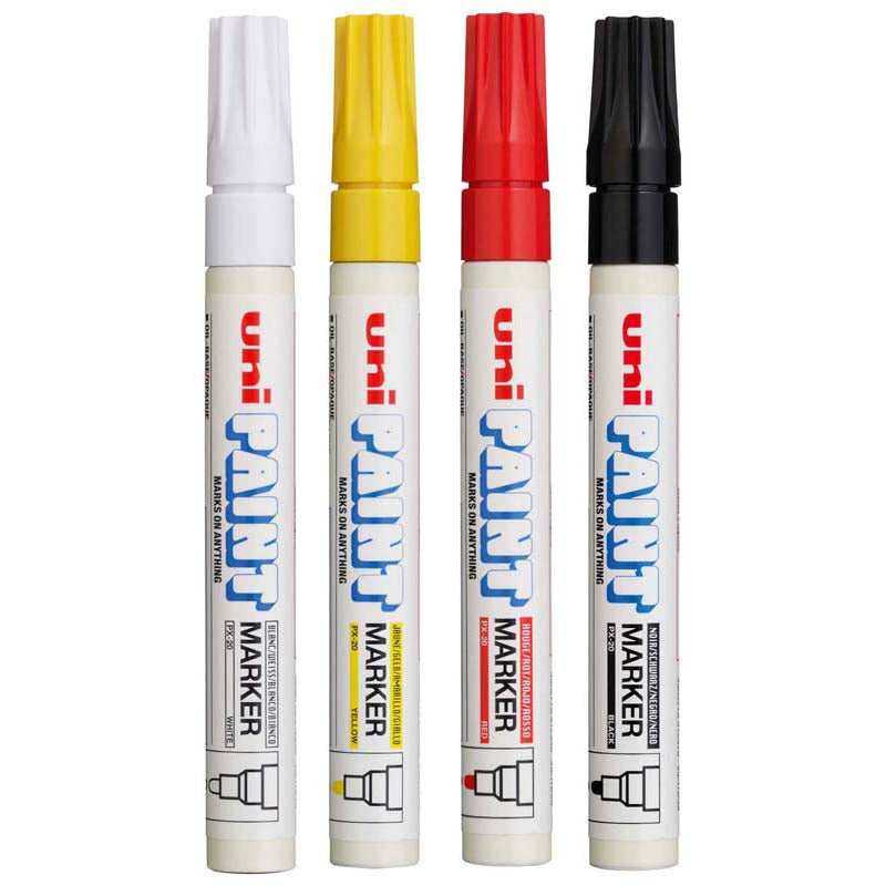Uni Paint Marker 2.8mm Bullet Tip 4 Pack Colours PX-20 - Cafe Supply