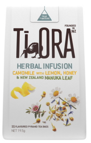 Ti Ora Herbal Infusion Camomile With Lemon Honey & New Zealand Manuka Leaf Pyramid Tea Bags 15pk