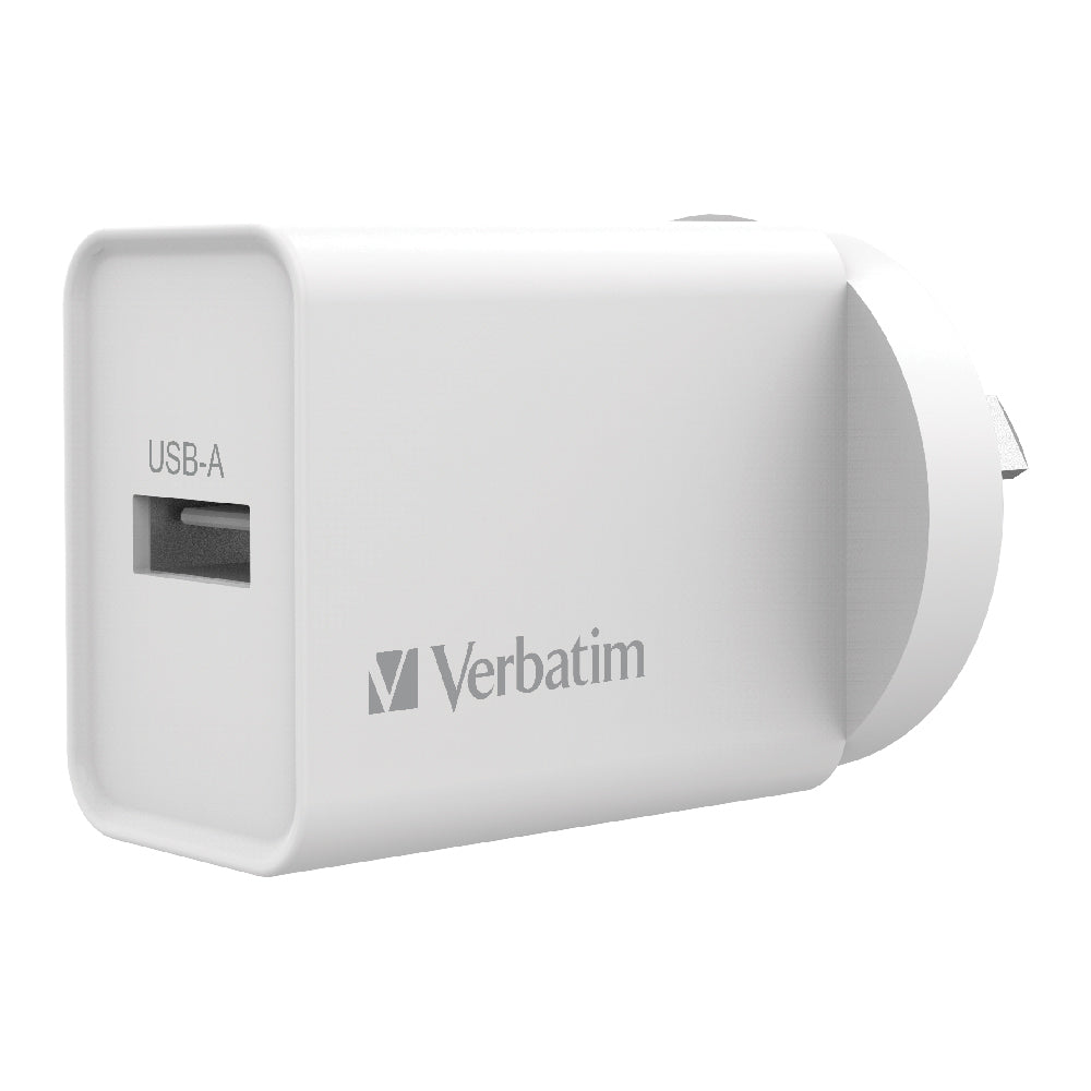 Verbatim Essentials USB Charger Single Port 2.4A White - Cafe Supply