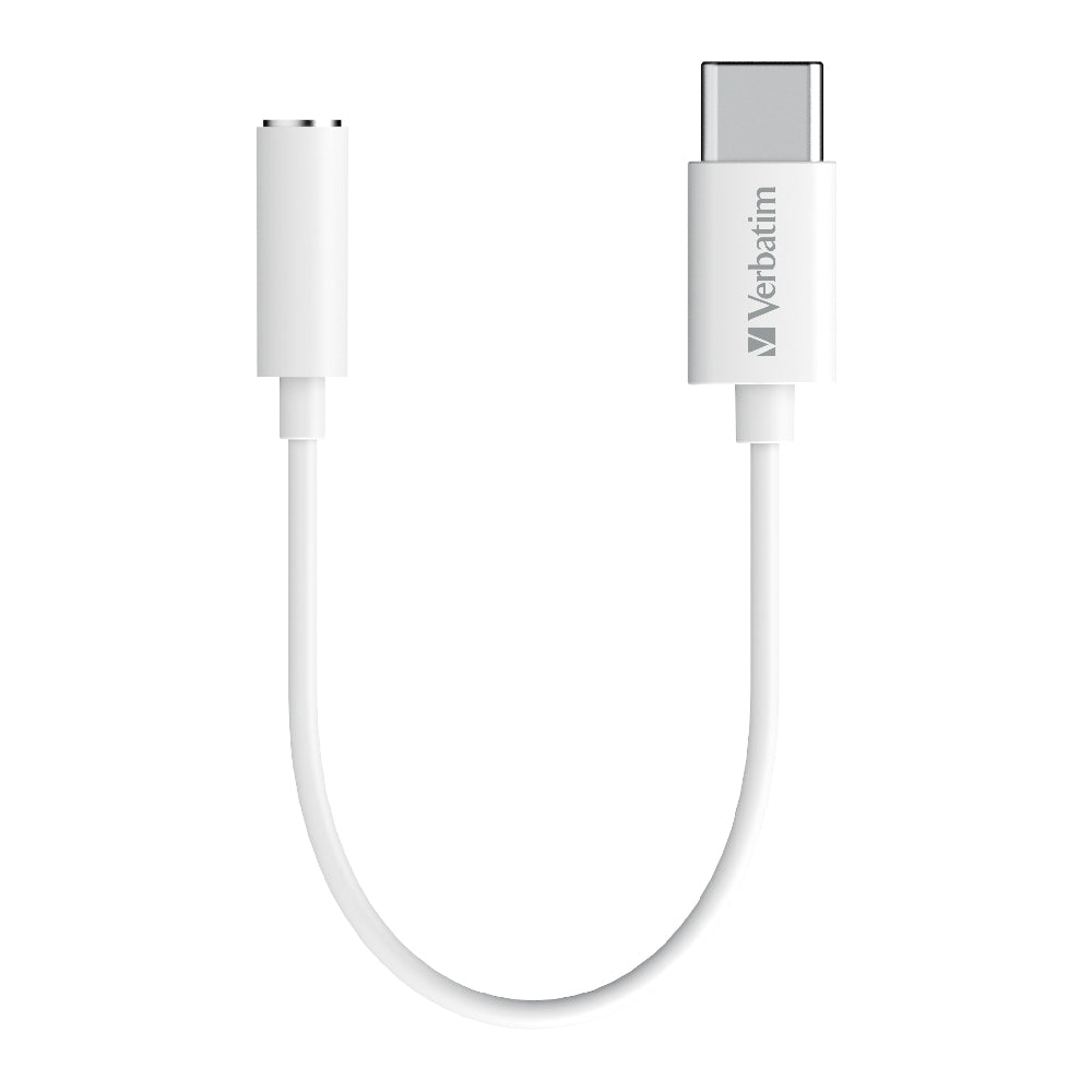 Verbatim Essentials USB-C to 3.5mm Headphone Jack 10cm White - Cafe Supply
