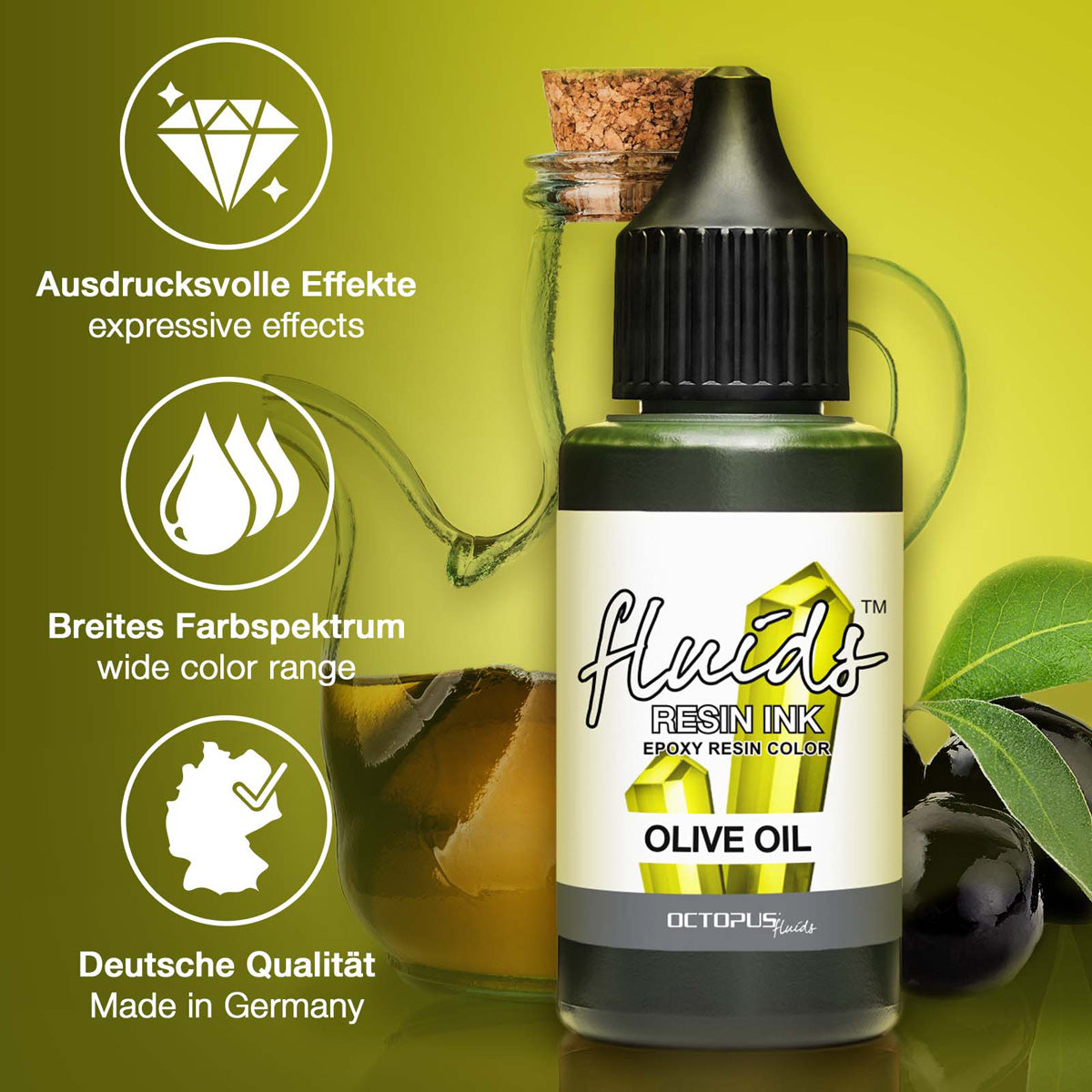 Octopus Fluids Resin Ink Olive Oil Green 30ml