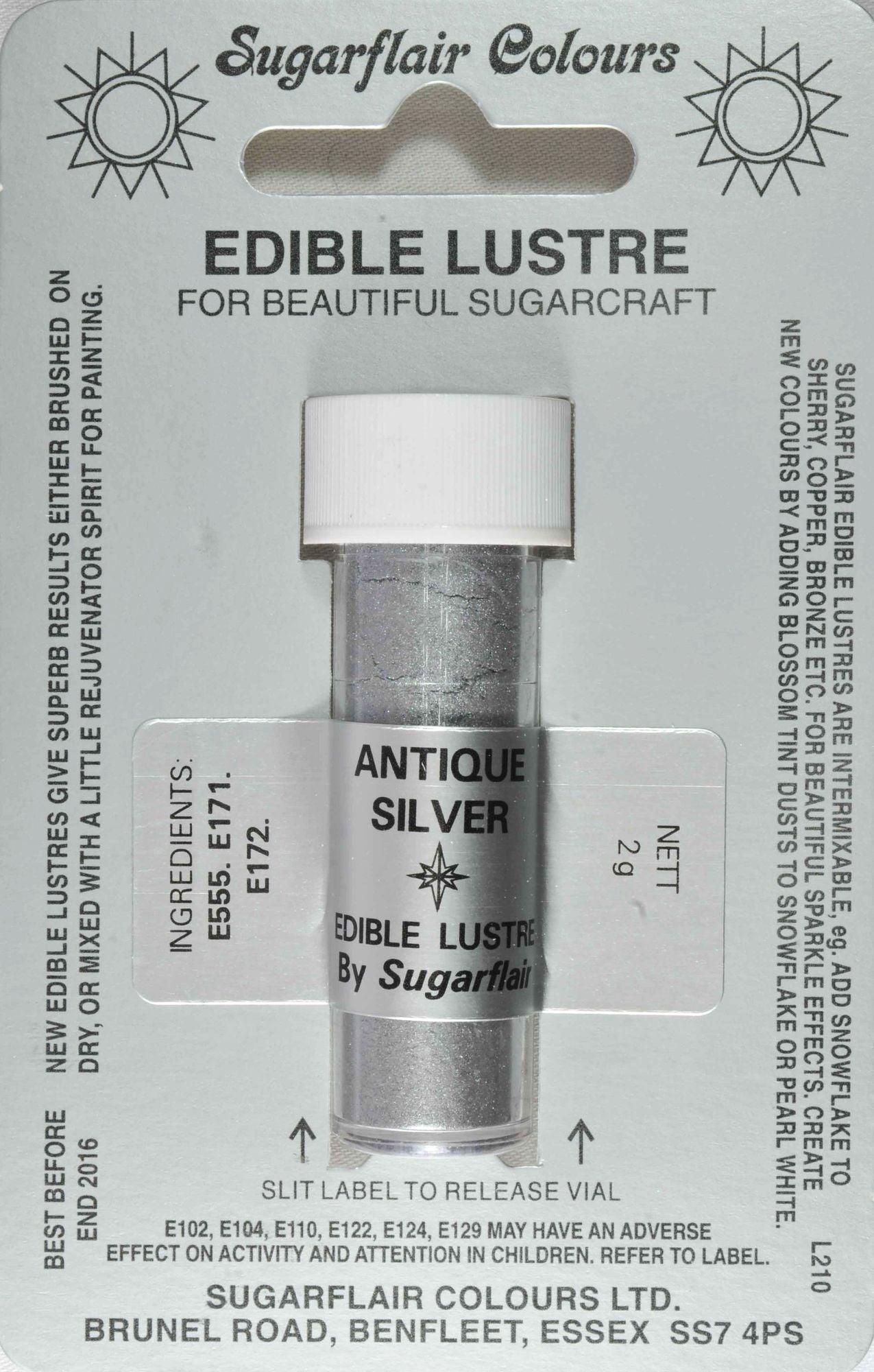 Sugarflair Edible Lustre Colour Antique Silver - Cafe Supply