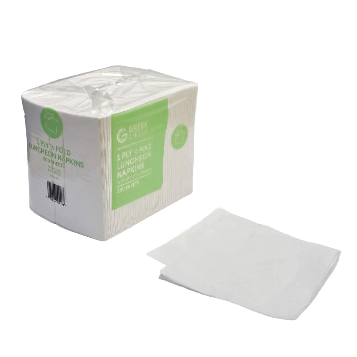 Green Choice Serviettes - White - 1/4 fold - 1 ply