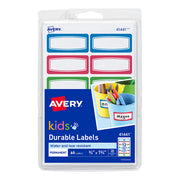 Avery Label Kids Durable Green Blue Red Border 44x19mm 12up 5 Sheets