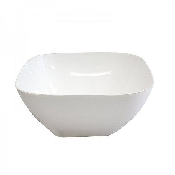 Salad Bowl White Plastic 260mm Square - Cafe Supply