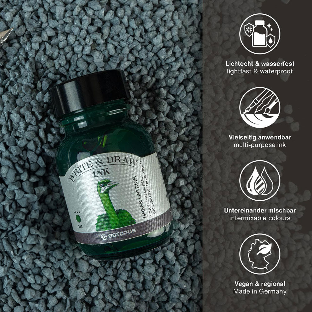 Octopus Fluids Write and Draw Ink 359 Green Ostrich 50ml