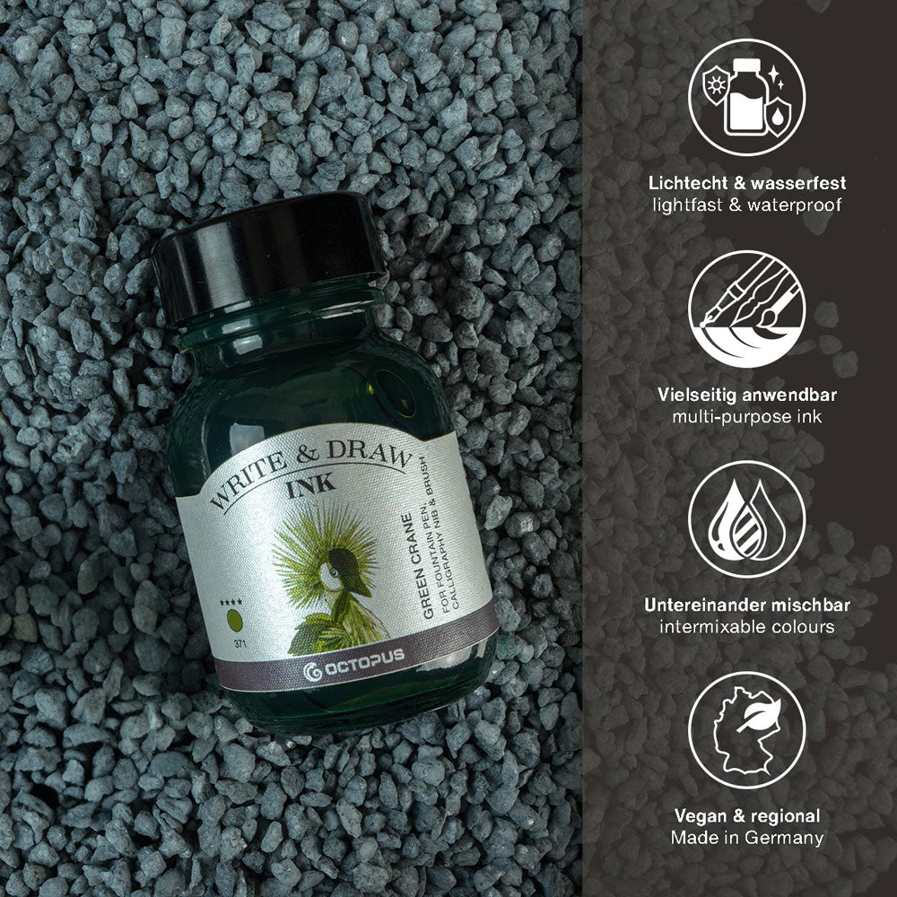 Octopus Fluids Write and Draw Ink 371 Green Crane 50ml