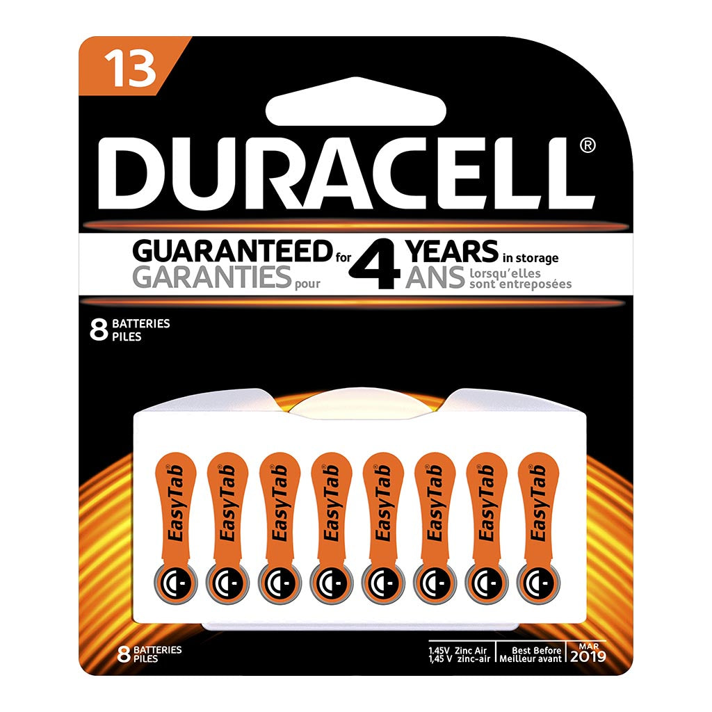 Duracell Hearing Aid 13 Battery, Pack of 8