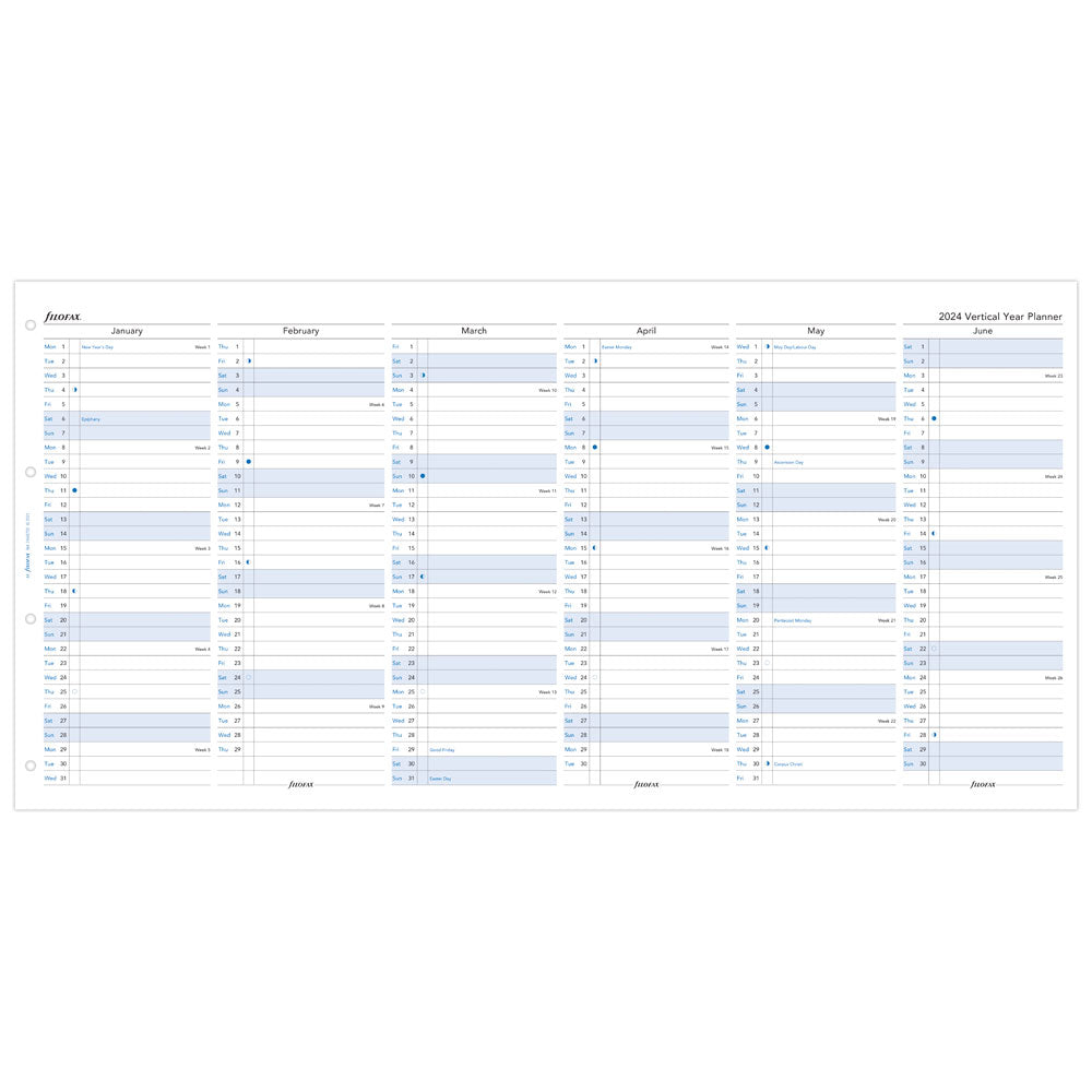 Filofax Refill Year Planner Vertical A4 2024