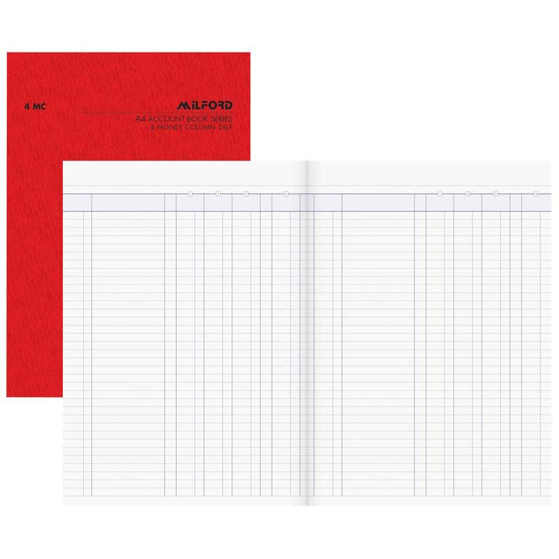Milford A4 4 Money Column 26 Leaf Limp Account Book - Cafe Supply