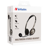 Verbatim Essentials Multimedia USB Headset with Boom Mic Volume Control - Cafe Supply