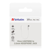 Verbatim Essentials Lightning to 3.5mm Headphone Jack 10cm White - Cafe Supply