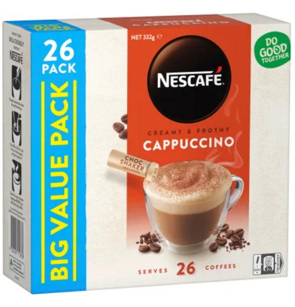 Nescafe Cappuccino Coffee Sachets Value Pack 26pk - Cafe Supply