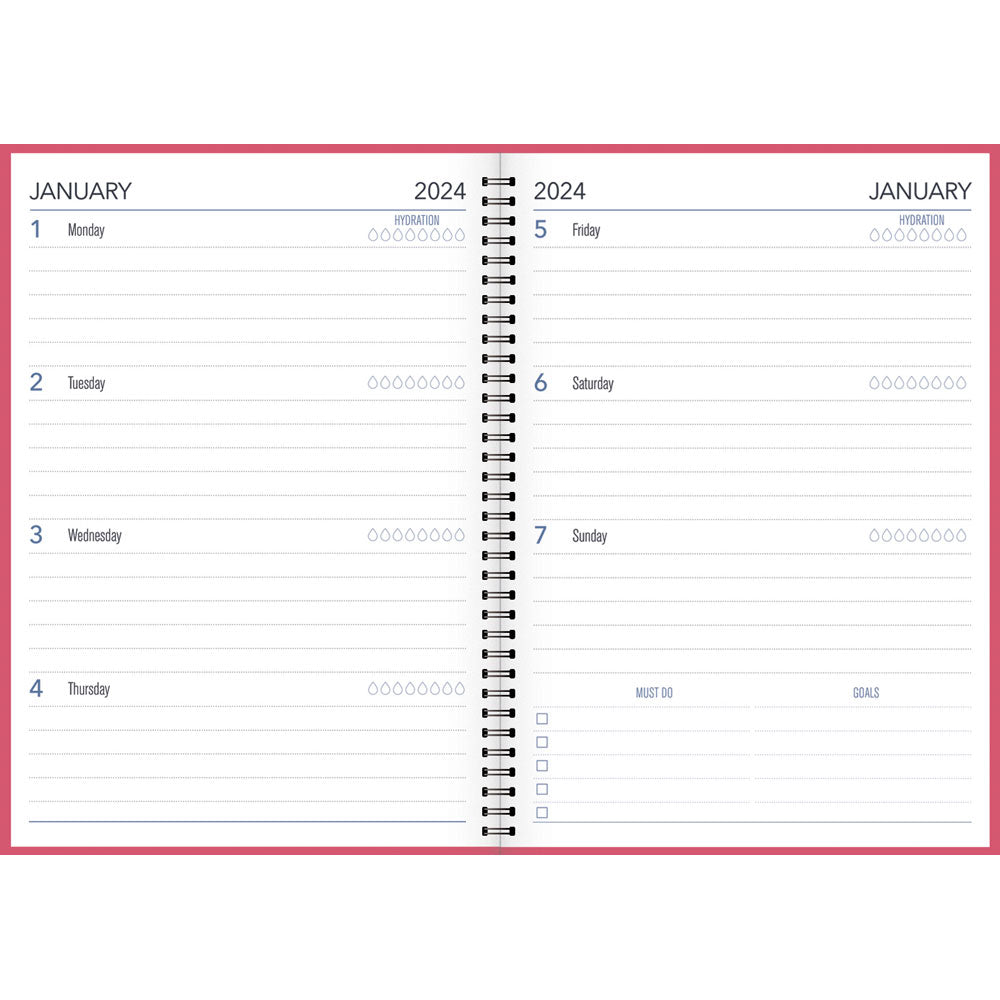 Collins Fascinate Pocket Week To View Diary Coral Pink Wiro Even Year