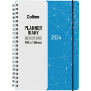 Collins Fascinate Pocket Week To View Diary Sky Blue Wiro Even Year
