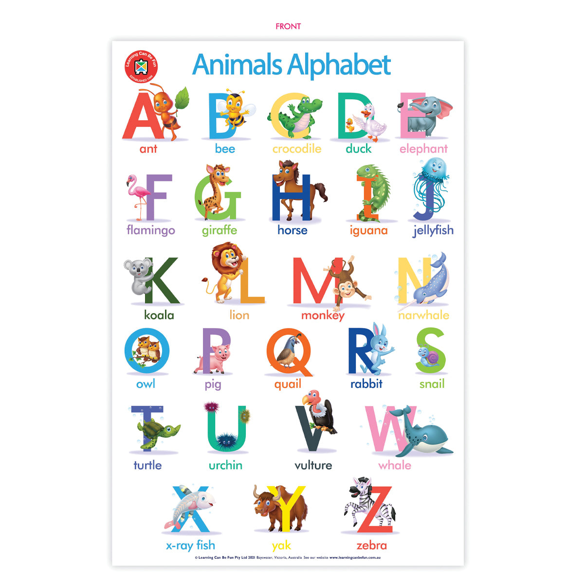 LCBF Wall Chart The Alphabet of Animals Poster - Cafe Supply