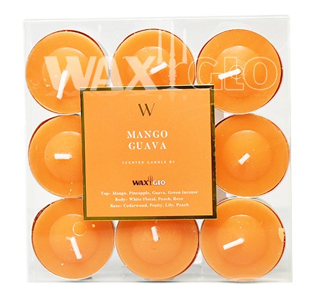 'W' SCENTED RANGE 4 HOUR TEALIGHTS (9pk) - MANGO GUAVA - Cafe Supply
