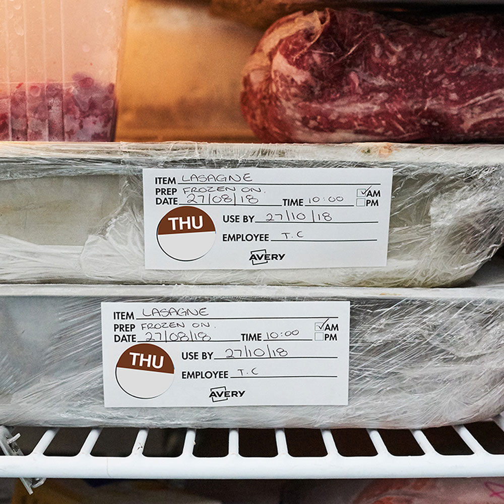 Avery Labels Thursday Round Day 24mm Brown White 1000 Roll - Cafe Supply