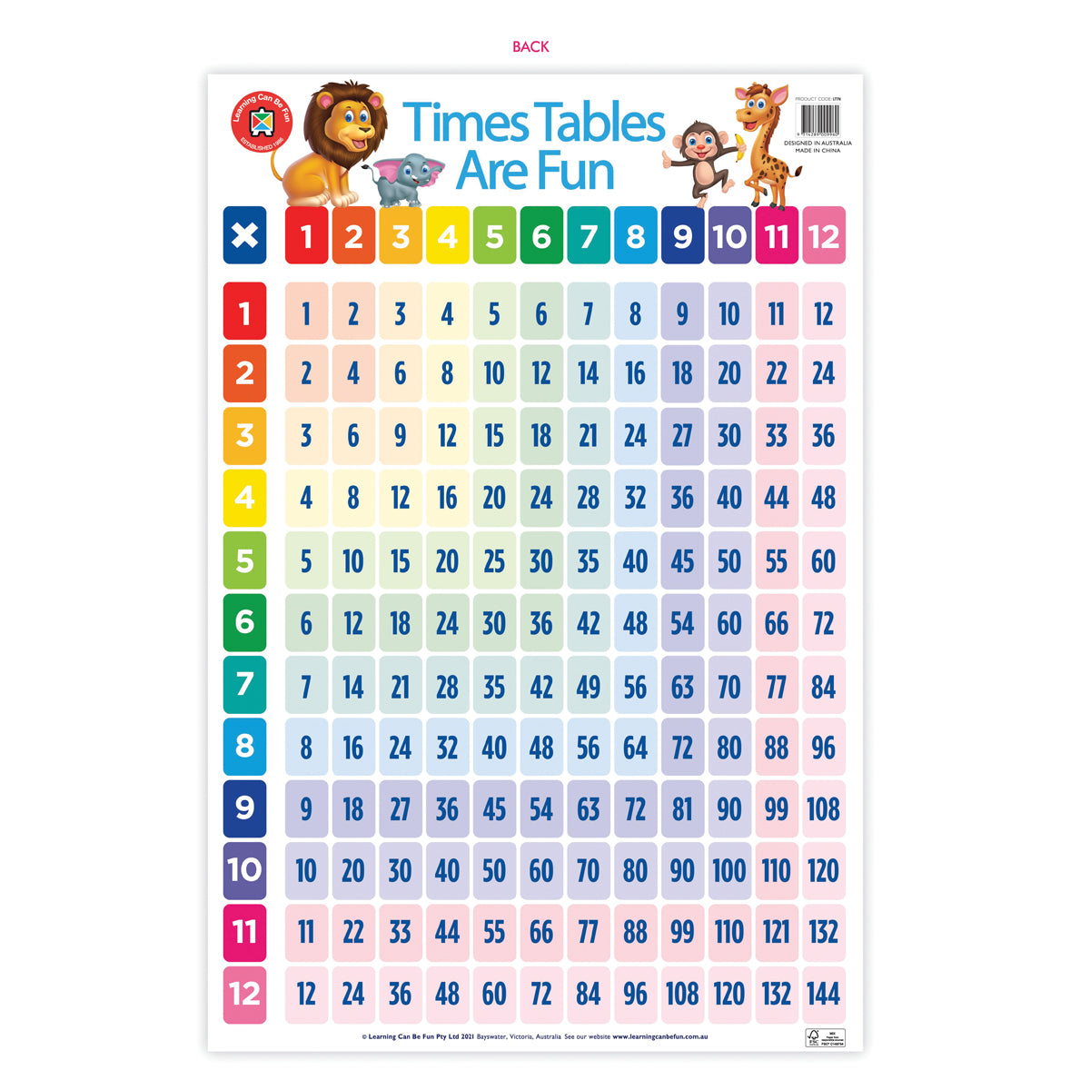 LCBF Wall Chart Times Tables Are Fun Poster - Cafe Supply