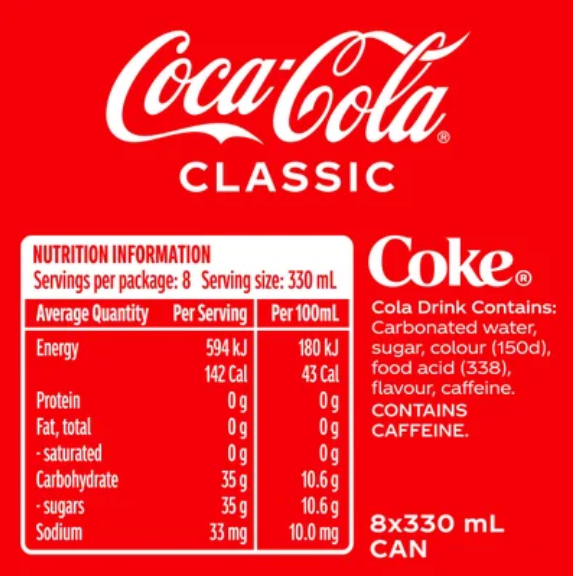 Coca-Cola Soft Drink Cans 8 x 330ml - Cafe Supply
