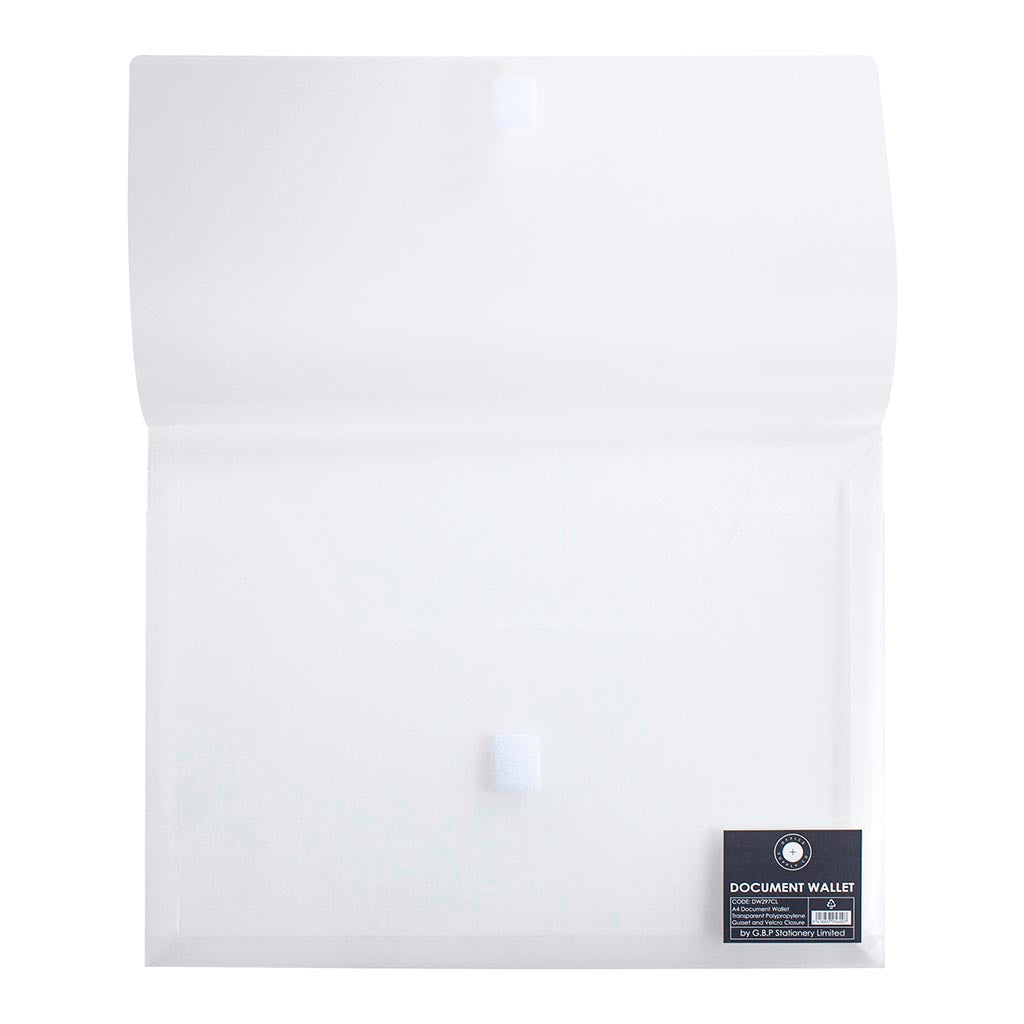 OSC Document Wallet A4 Velcro Closure Clear