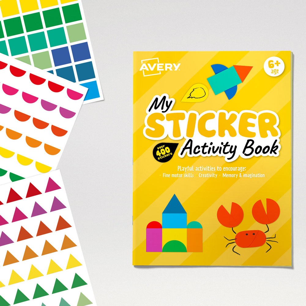 Avery Sticker Activity Book Yellow 210x297mm 6 Sheets - Cafe Supply