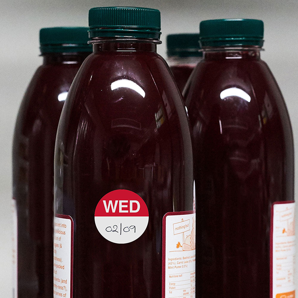 Avery Labels Wednesday Round Day 24mm Red White 1000 Roll - Cafe Supply