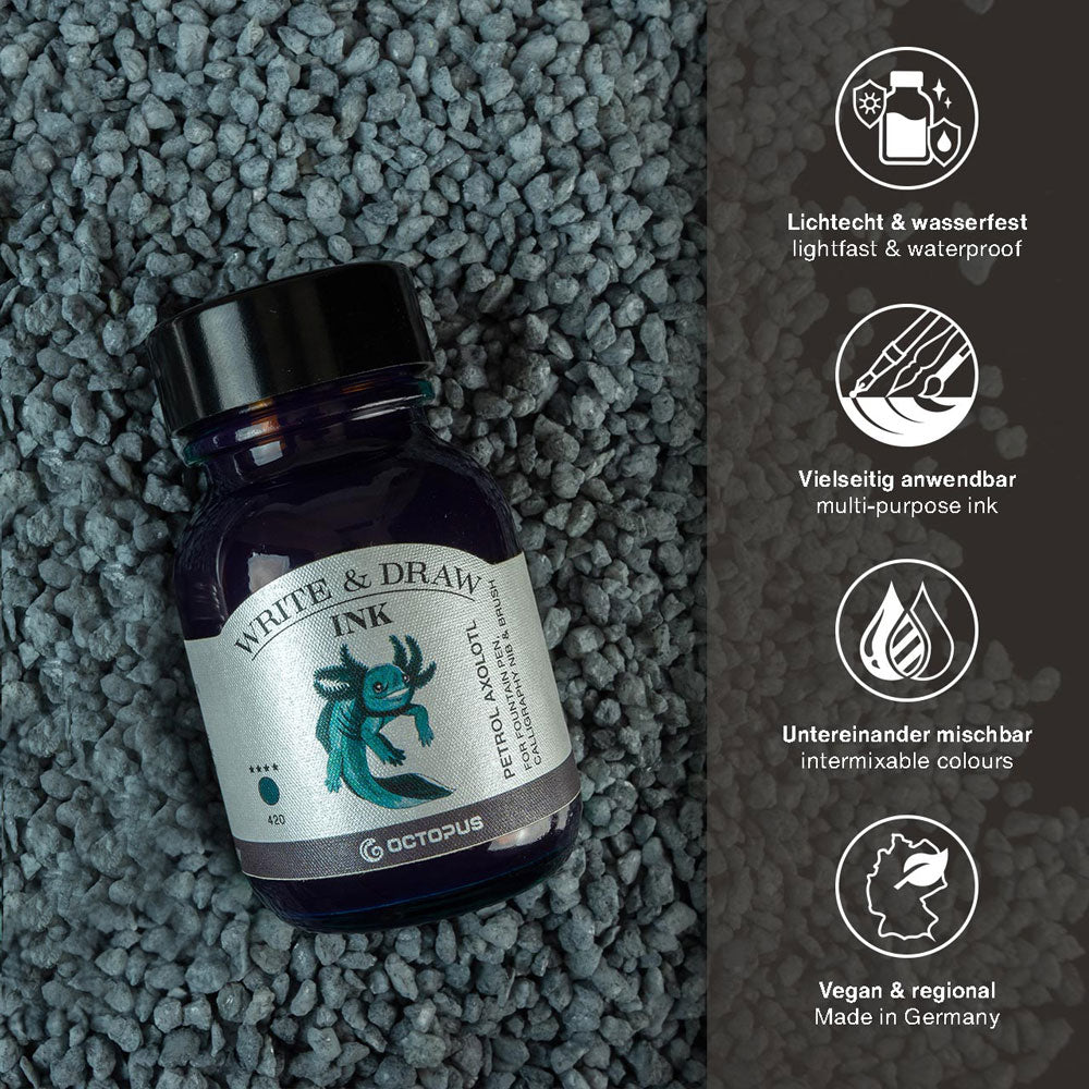 Octopus Fluids Write and Draw Ink 420 Petrol Axolotl 50ml