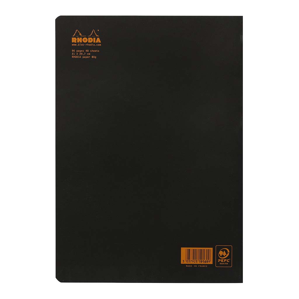 Rhodia Classic Notebook Stapled A4 Lined Black