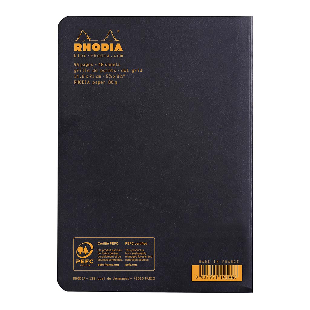 Rhodia Classic Notebook Stapled A5 Dot Black