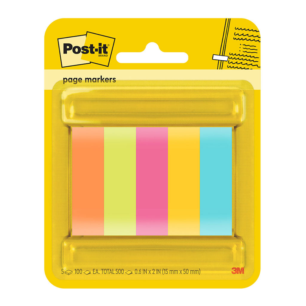Post-it Page Markers 670-5ASST 15x50mm Assorted, Pack of 5