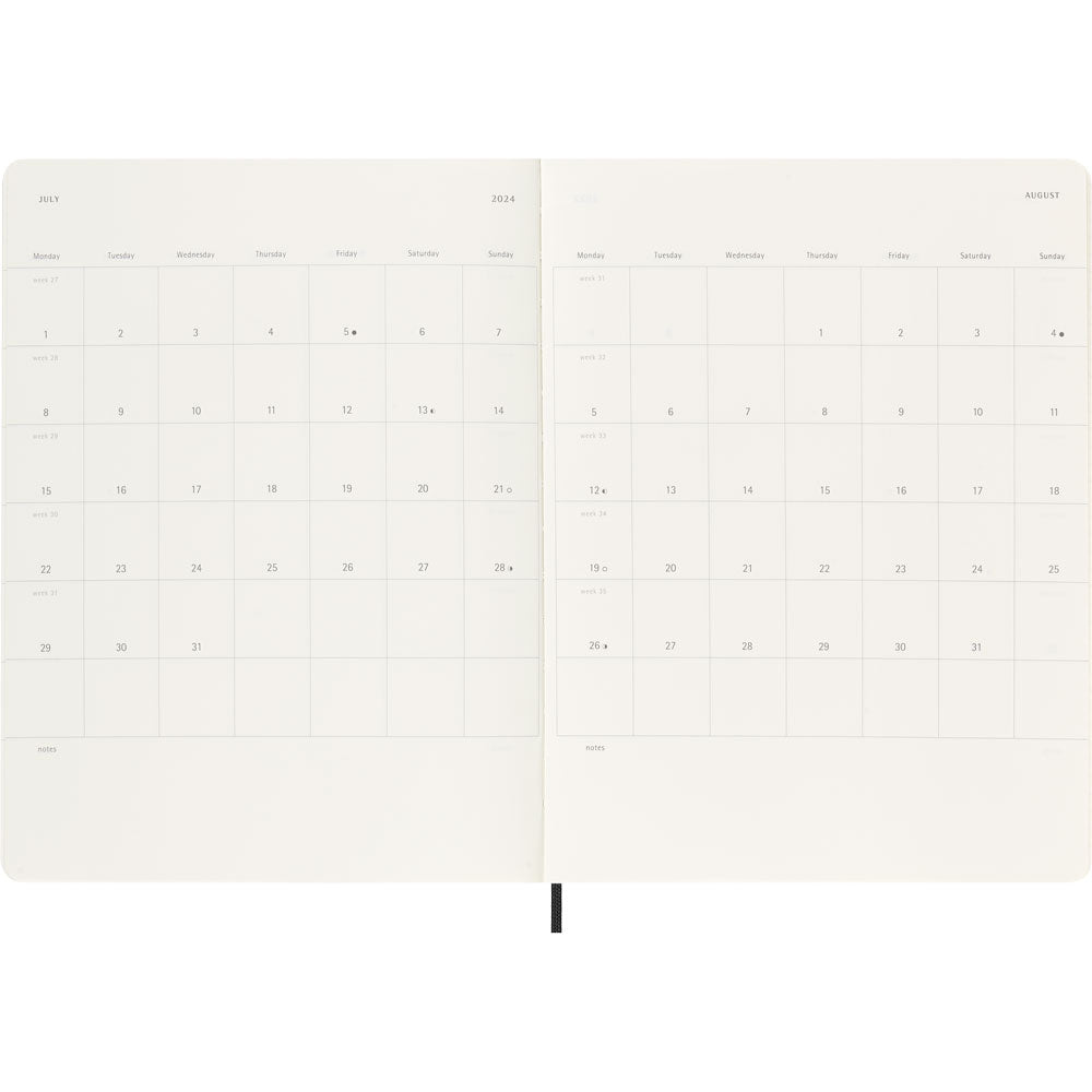 Moleskine Diary 12 Month Weekly + Notes SC XL Black