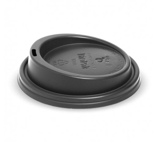 8-20OZ (90MM DIA) PLA BLACK LARGE LID - Cafe Supply