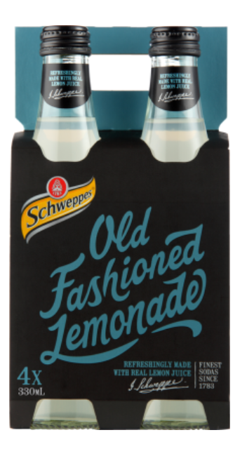 Schweppes Old Fashioned Lemonade Soft Drink Bottles 4 x 330ml
