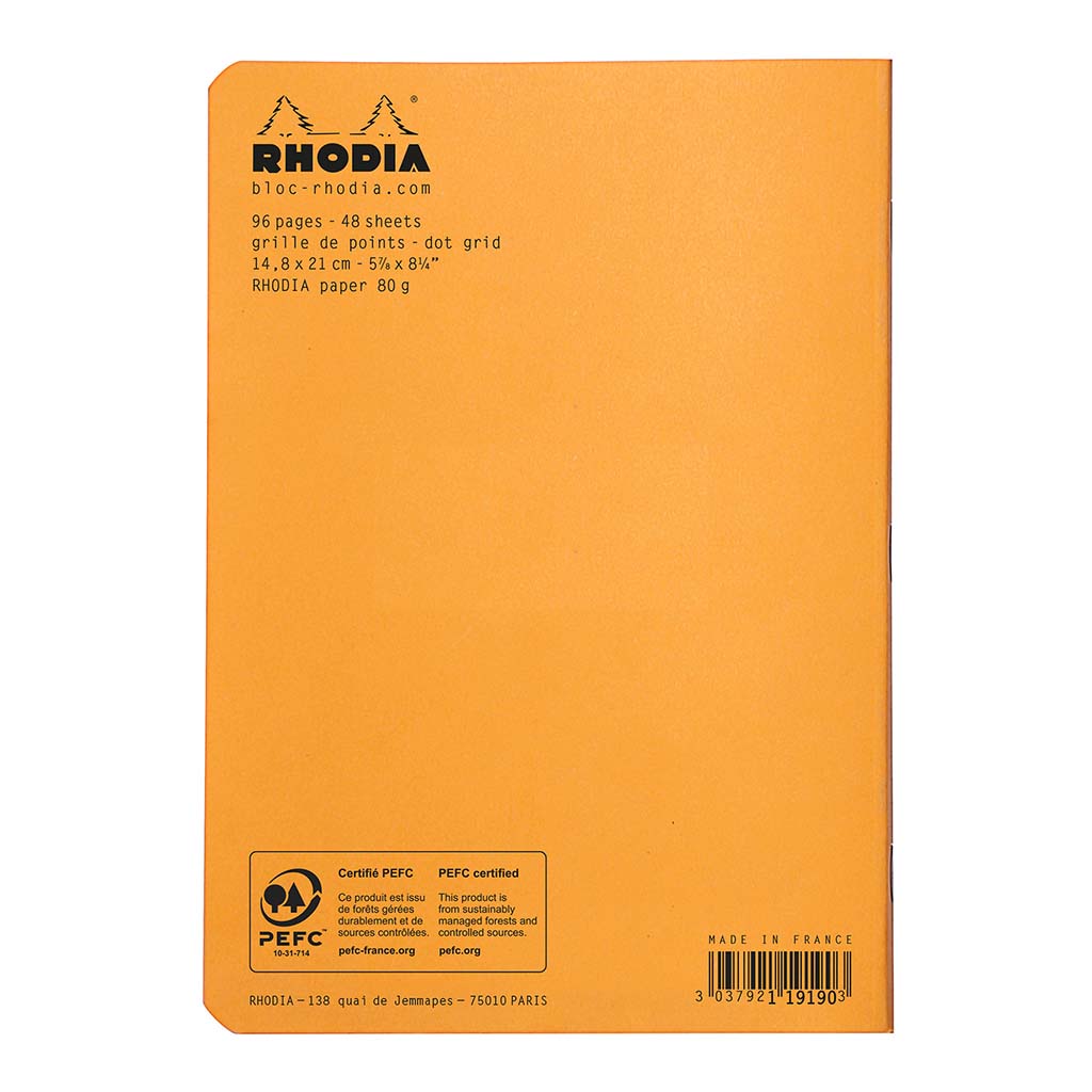 Rhodia Classic Notebook Stapled A5 Dotted Orange