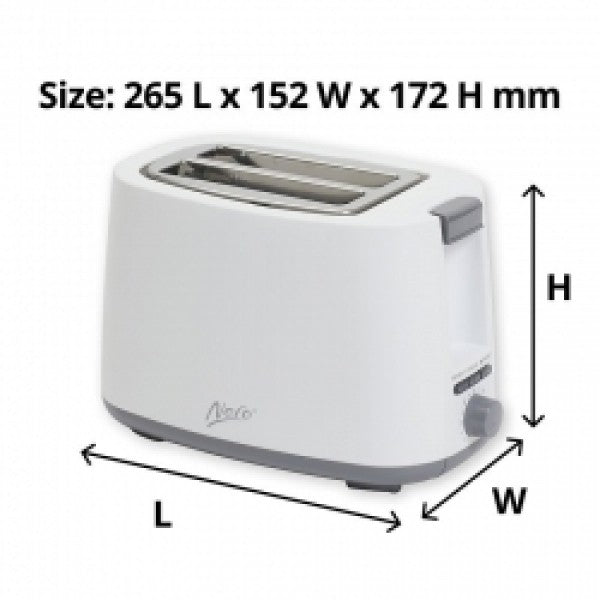 Nero White Toaster 2 Slice 850W - Cafe Supply