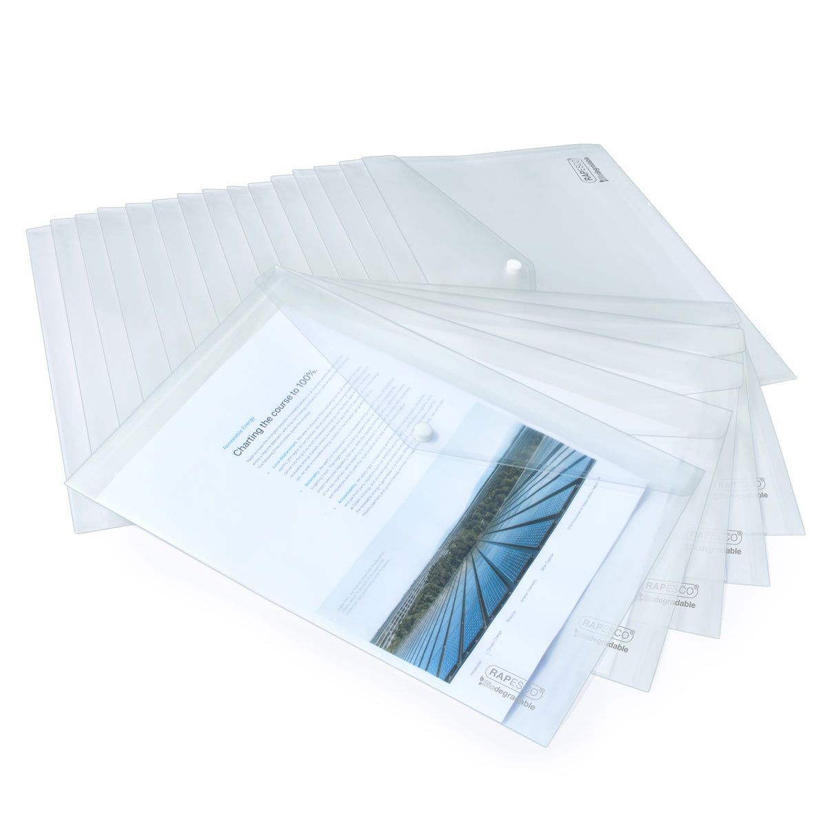 Rapesco ECO Popper Wallet Foolscap Clear Pack 20 - Cafe Supply