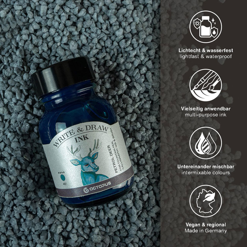 Octopus Fluids Write and Draw Ink 467 Petrol Deer 50ml
