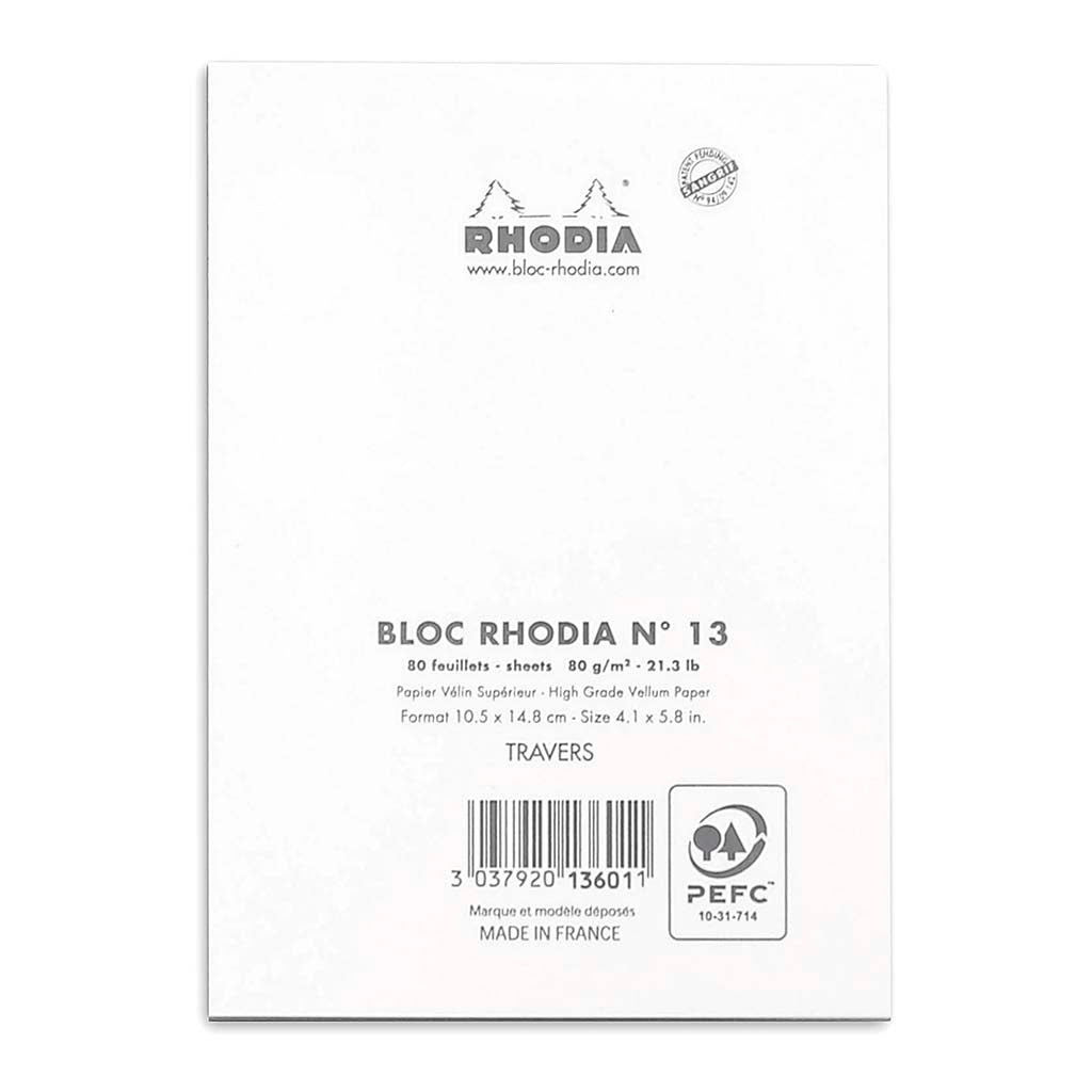 Rhodia Bloc Pad No. 13 A6 Lined White