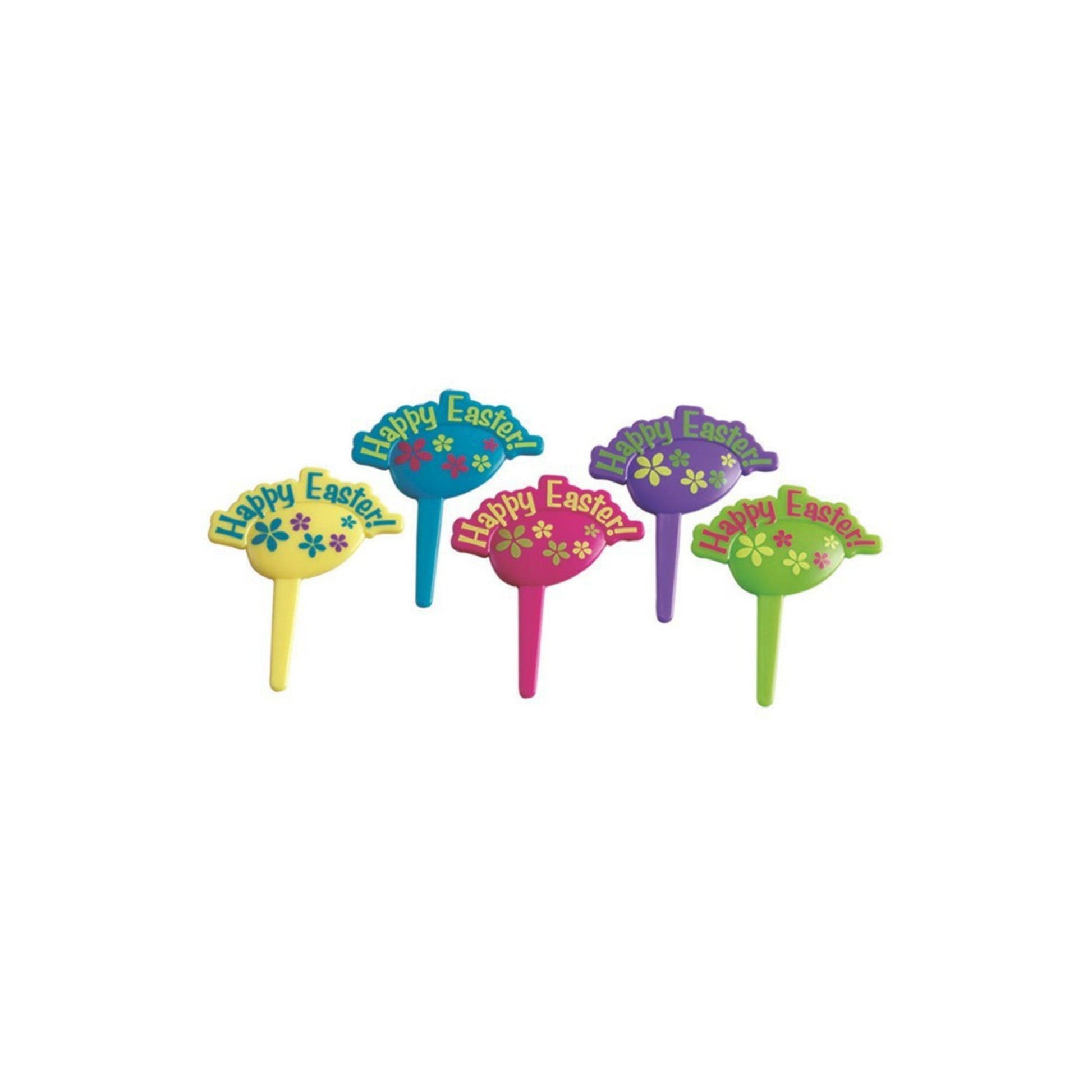 Happy Easter Plastic Pic, 50 x 60mm (5) - Cafe Supply