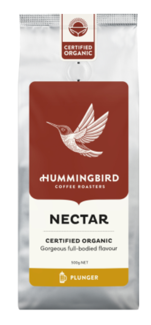 Hummingbird Nectar Fair Trade Organic Fresh Plunger Grind Coffee 500g