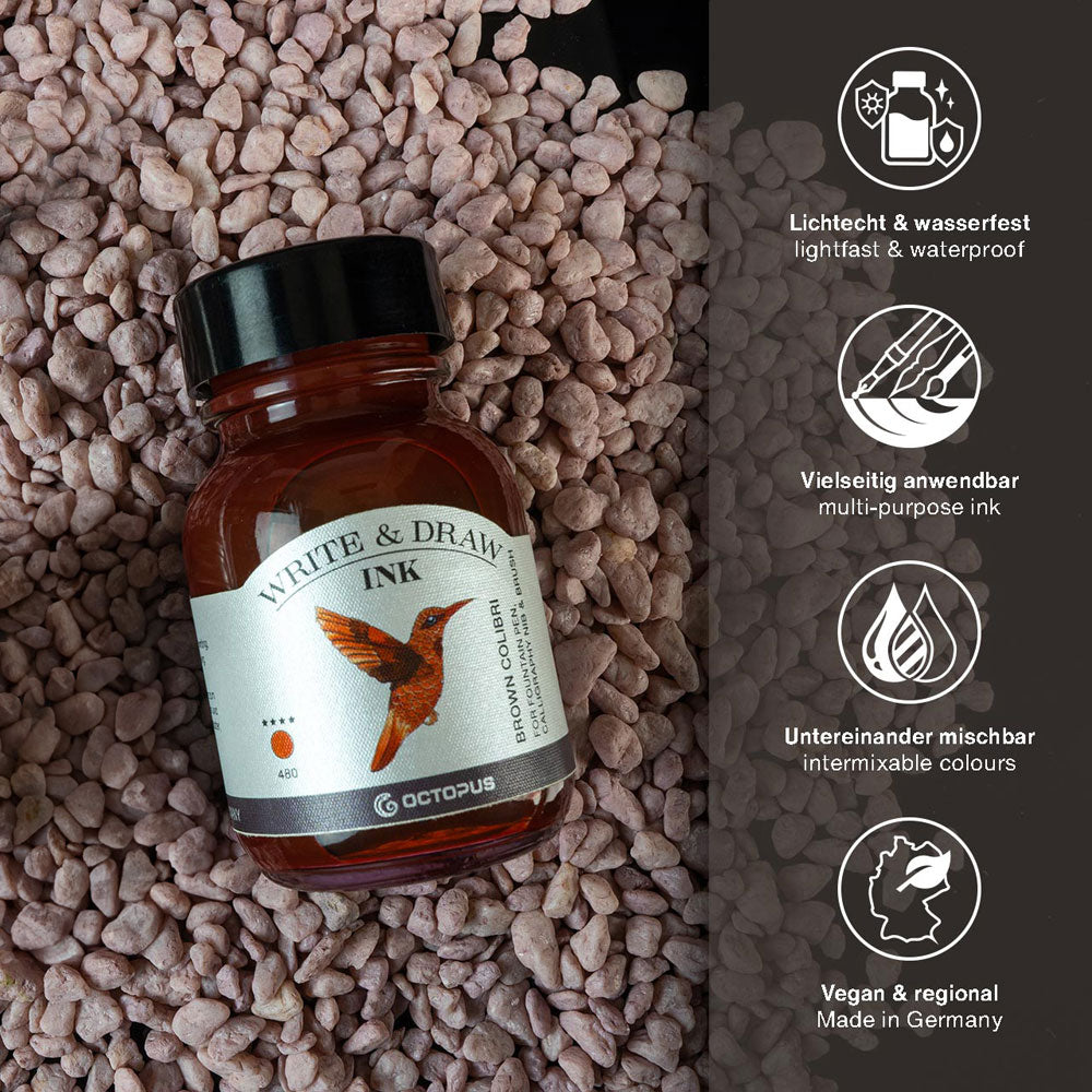 Octopus Fluids Write and Draw Ink 480 Brown Colibri 50ml