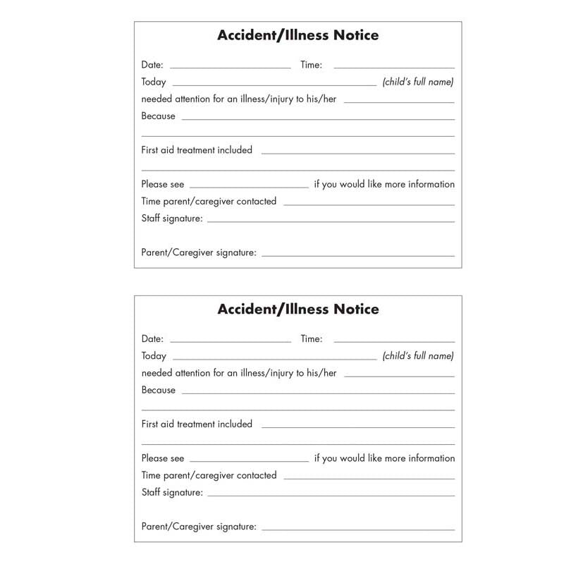 Collins Register Accident Illness A5DL No Carbon Required - Cafe Supply