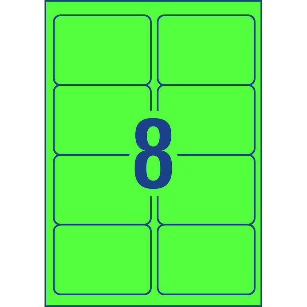 Avery Shipping Label L7165FG Fluoro Green 99.1x67.7mm 8up 25 Sheets - Cafe Supply