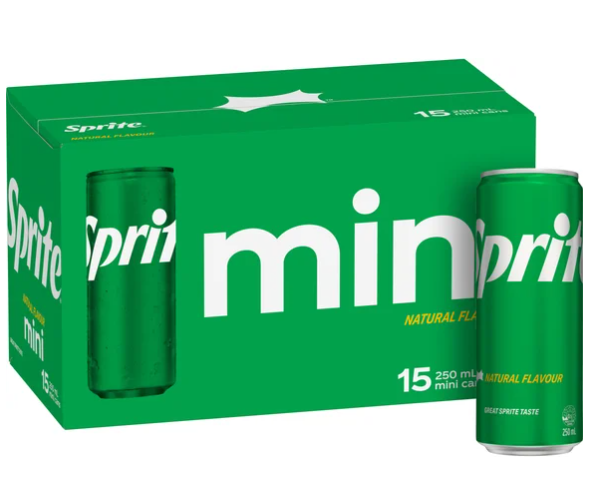 Sprite Natural Flavour Soft Drink Mini Cans 15 x 250ml