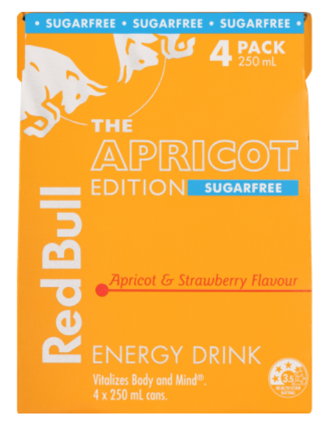 Red Bull Sugar Free Apricot Strawberry Edition Energy Drink 4 x 250ml