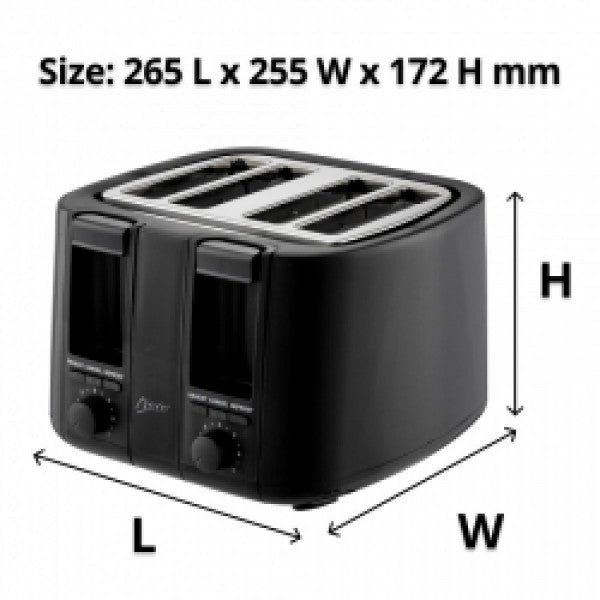Nero Black Toaster 4 Slice 1500W Square - Cafe Supply