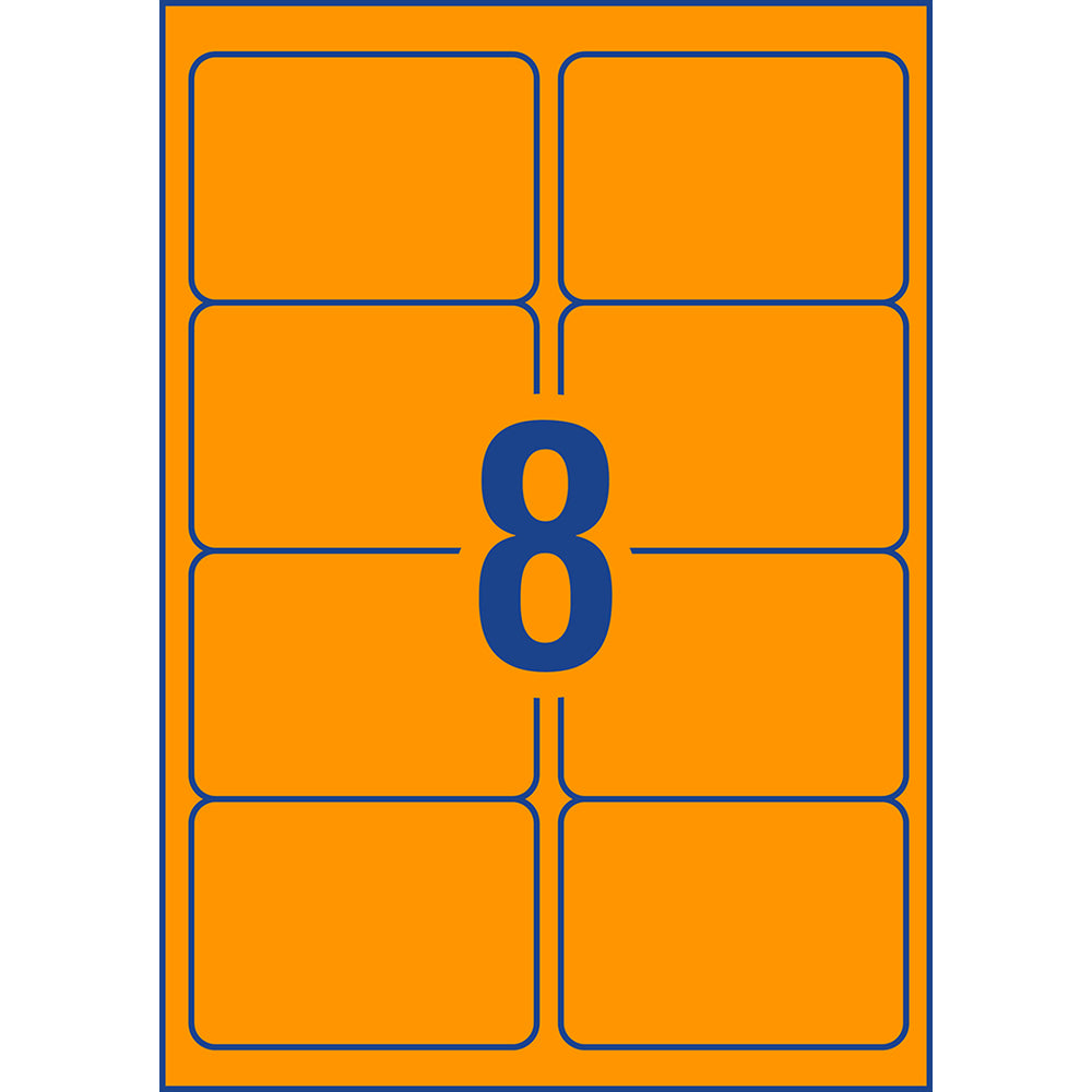 Avery Shipping Label L7165FO Fluoro Orange 99.1x67.7mm 8up 25 Sheets - Cafe Supply