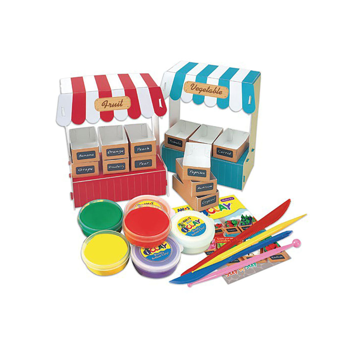 Amos i-Clay Modelling Clay Kit Market Stall 18g x 6 pieces