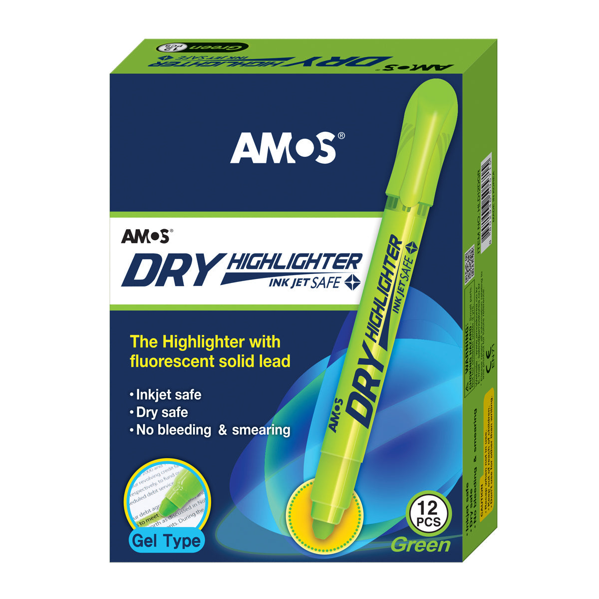 Amos Dry Highlighter Fluoro Green - Cafe Supply
